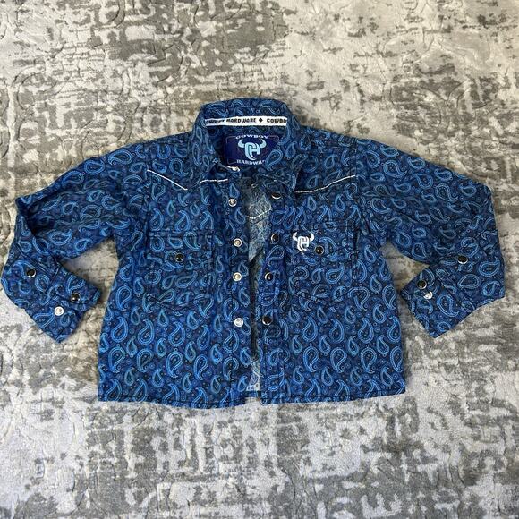 Cowboy Hardware Western Rodeo Blue Long Sleeve Shirt Baby Size 6 Month - Picture 4 of 12